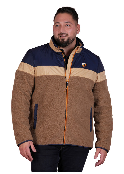 Blouson camel uni avec une coupe droite et un col montant zippé