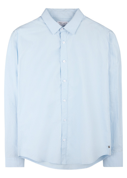 Chemise bleue géométrique avec une coupe droite...