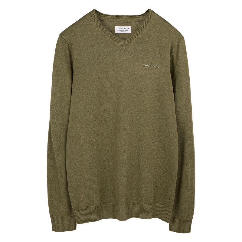 Teddy Smith - Pull Kaki Uni Avec Une Coupe Droite Et Des Manches Courtes - Vert Teddy Smith - Pull Kaki Uni Avec Une Coupe Droite Et Des Manches Courtes - Vert