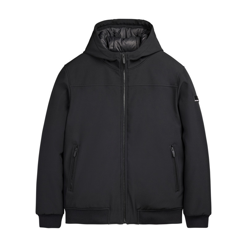 Teddy Smith - Blouson Noir Uni Avec Une Coupe Droite Et Un Col à Capuche - Noir Teddy Smith - Blouson Noir Uni Avec Une Coupe Droite Et Un Col à Capuche - Noir