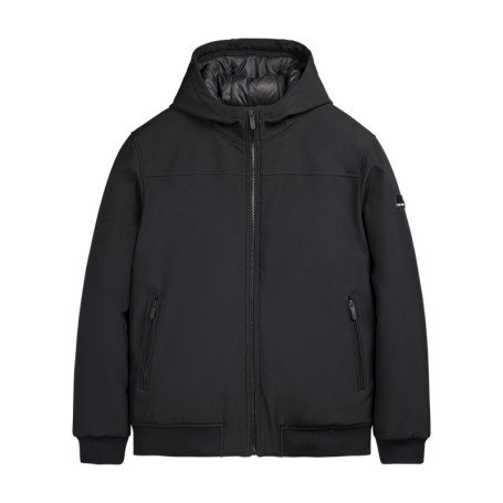 Blouson noir uni avec une coupe droite et un...