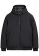 Thumbnail Blouson noir uni avec une coupe droite et un col à capuche
