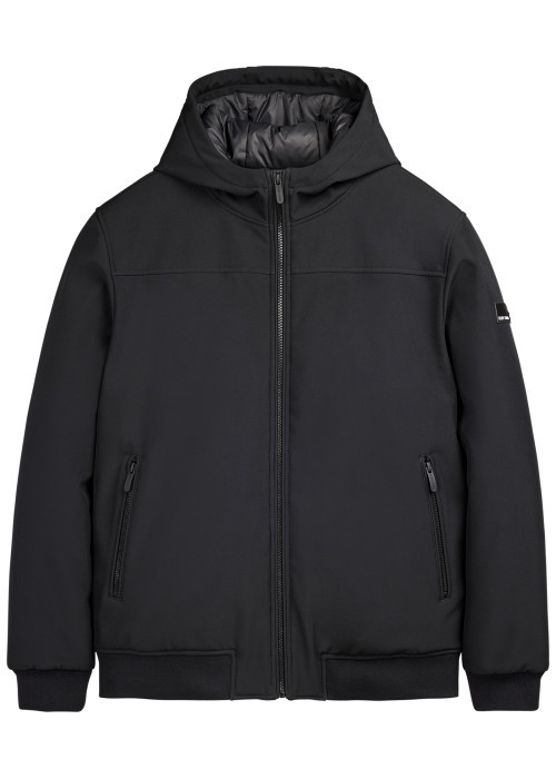 Blouson noir uni avec une coupe droite et un...
