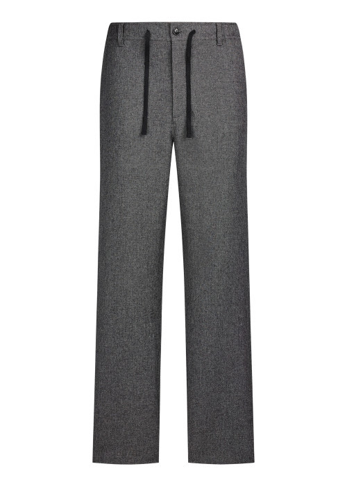 Pantalon chino gris uni avec une coupe droite et une taille élastiquée