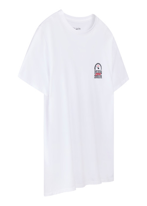 T-shirt blanc à imprimé avec une coupe droite...