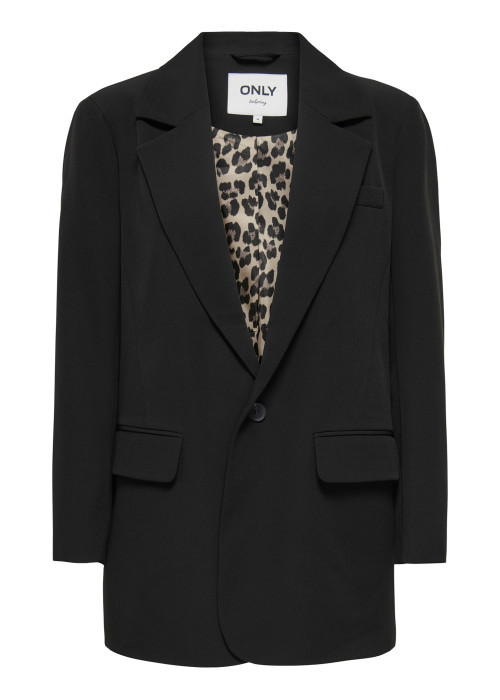 Blazer noir uni avec une coupe droite et des manches longues