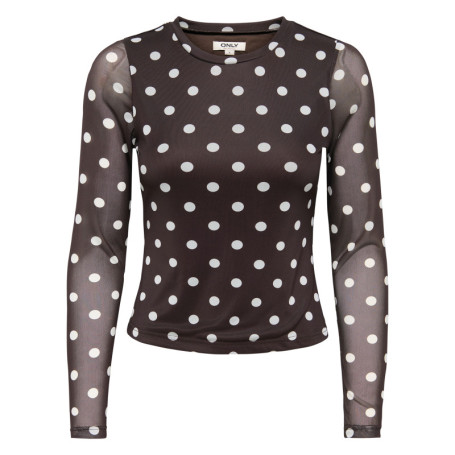 Top marron à pois avec une coupe ajustée et des...