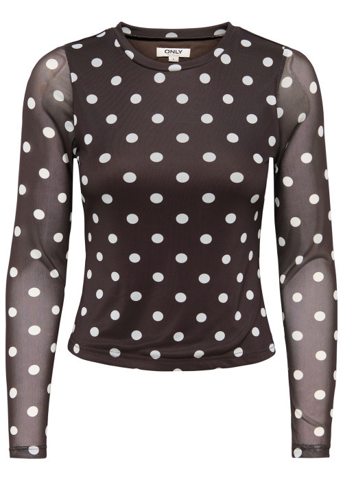 Top marron à pois avec une coupe ajustée et des...