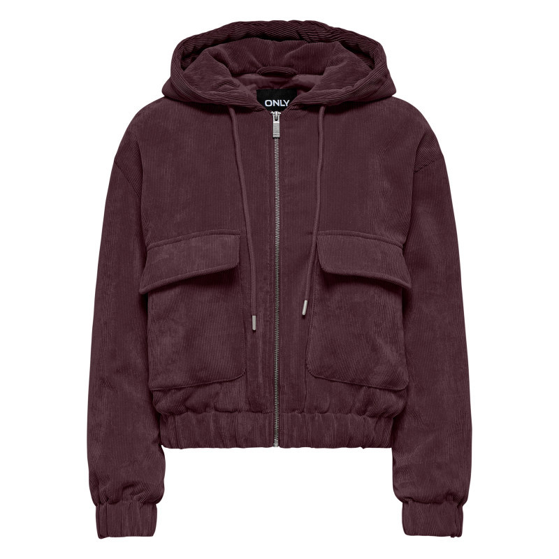 Only - Blouson Prune Uni Avec Une Coupe Droite Et Un Col à Capuche - Violet Only - Blouson Prune Uni Avec Une Coupe Droite Et Un Col à Capuche - Violet