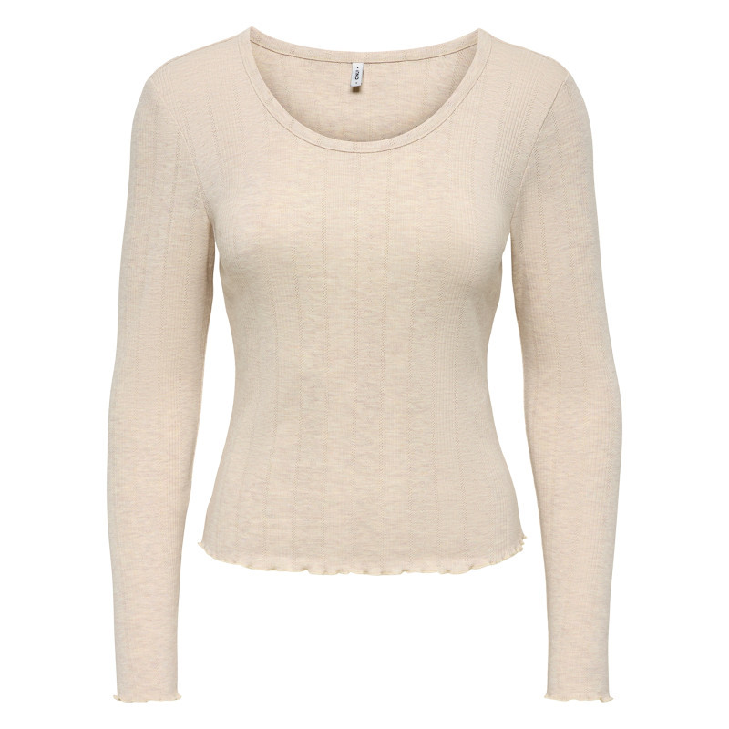 Only - Top écru Uni Avec Une Coupe Ajustée Et Des Manches Longues - Beige Only - Top écru Uni Avec Une Coupe Ajustée Et Des Manches Longues - Beige