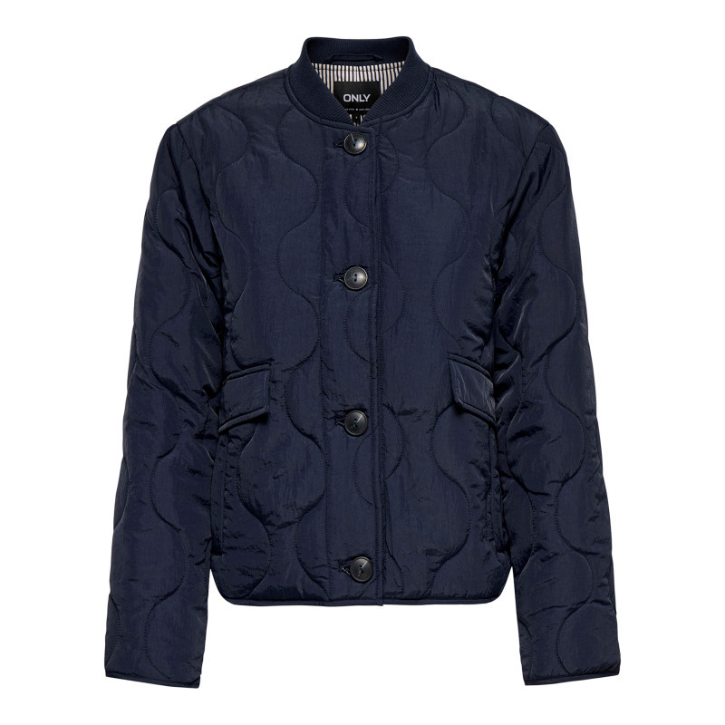 Only - Blouson Marine Uni Avec Une Coupe Droite Et Un Col Montant - Bleu Foncé Only - Blouson Marine Uni Avec Une Coupe Droite Et Un Col Montant - Bleu Foncé