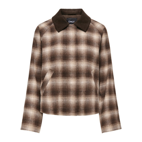 Manteau marron à carreaux avec une coupe droite...