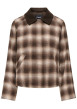 Thumbnail Manteau marron à carreaux avec une coupe droite et un col à revers