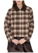 Thumbnail Manteau marron à carreaux avec une coupe droite et un col à revers - Image 3