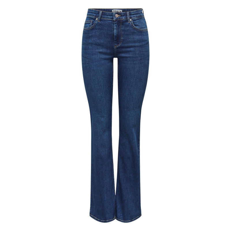 Only - Jean En Coton Biologique Indigo Uni Avec Une Coupe Bootcut - Bleu Foncé Only - Jean En Coton Biologique Indigo Uni Avec Une Coupe Bootcut - Bleu Foncé