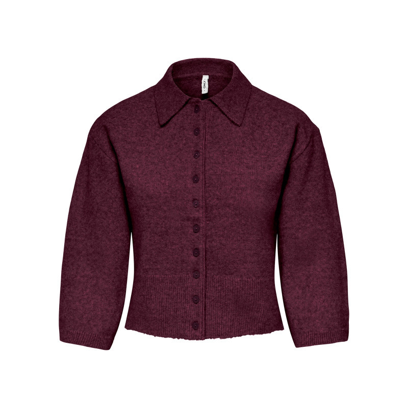 Only - Gilet Bordeaux Uni Avec Une Coupe Ajustée Et Des Manches Longues - Rouge Foncé Only - Gilet Bordeaux Uni Avec Une Coupe Ajustée Et Des Manches Longues - Rouge Foncé