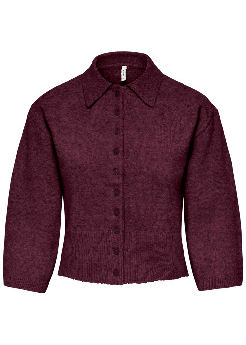 Gilet bordeaux uni avec une coupe ajustée et des manches longues