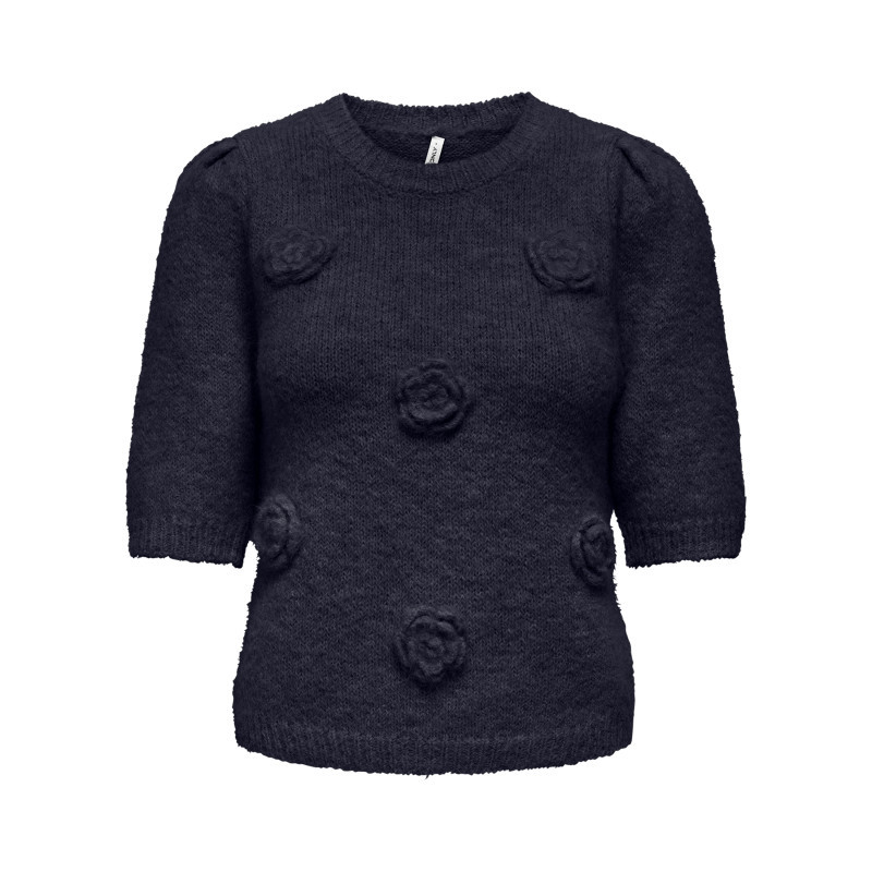 Only - Pull Marine Uni Avec Une Coupe Droite Et Des Manches Longues - Bleu Foncé Only - Pull Marine Uni Avec Une Coupe Droite Et Des Manches Longues - Bleu Foncé