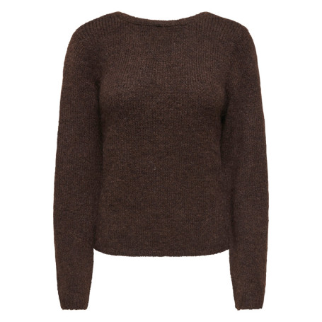 Pull marron uni avec une coupe droite et à...