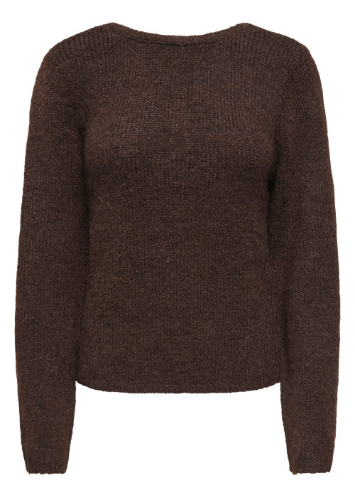 Pull marron uni avec une coupe droite et à manches longues