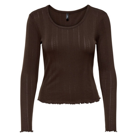 Top marron uni avec une coupe ajustée et des...