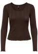 Thumbnail Top marron uni avec une coupe ajustée et des manches longues