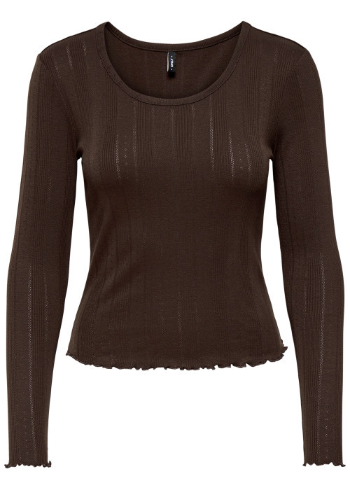 Top marron uni avec une coupe ajustée et des...