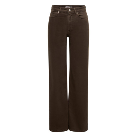 Pantalon en coton biologique marron uni avec...