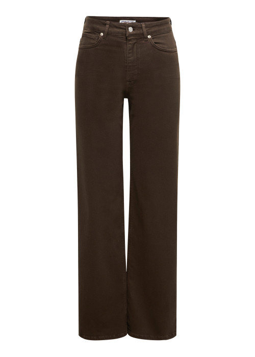 Pantalon en coton biologique marron uni avec...