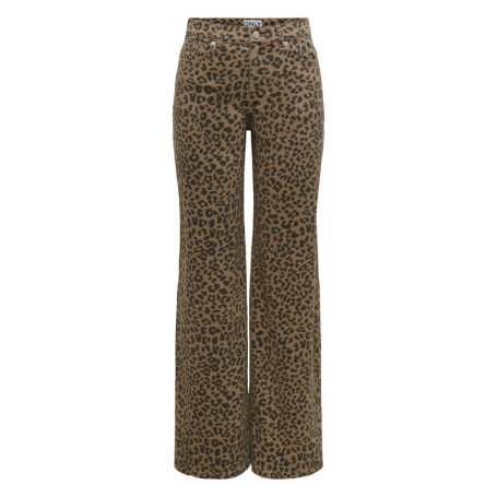 Pantalon 5 poches en coton à motifs léopard...