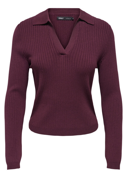 Pull prune uni avec une coupe ajustée et des manches longues