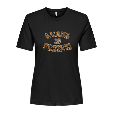 T-shirt en coton biologique noir imprimé avec...