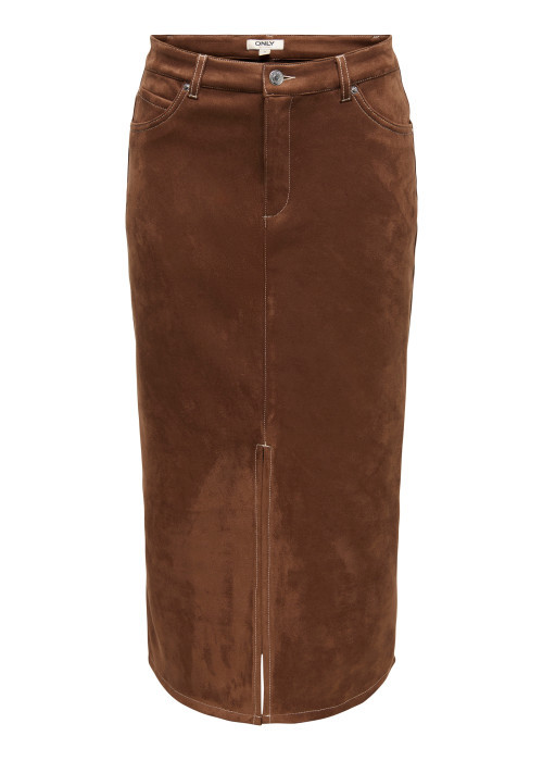 Jupe longue camel uni avec une coupe ajustée et...