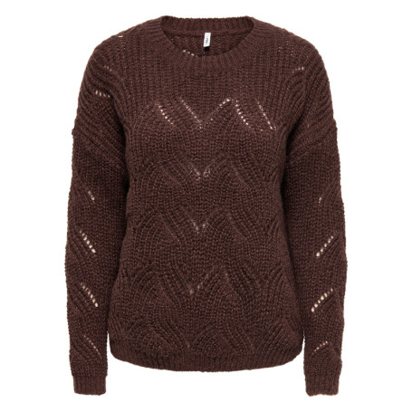 Pull marron uni avec une coupe droite et des...