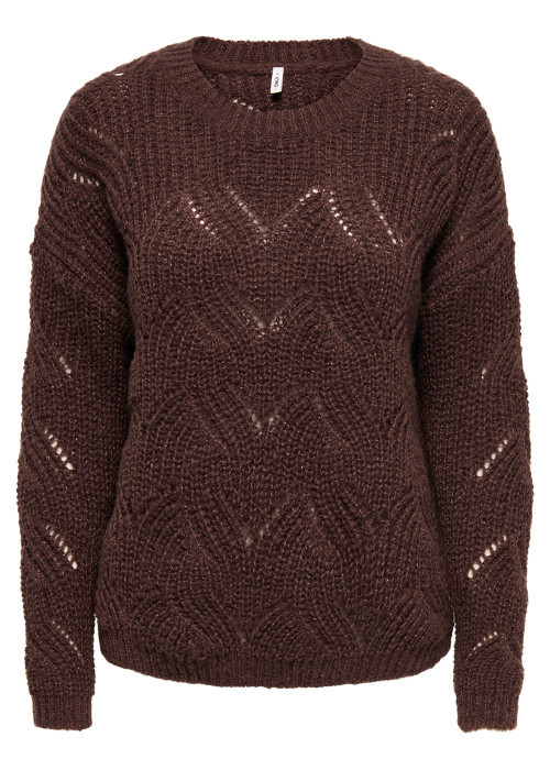 Pull marron uni avec une coupe droite et des...