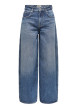 Thumbnail Jean en coton bleu uni avec une coupe bootcut et des surpiqûres camel