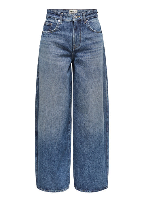 Jean en coton bleu uni avec une coupe bootcut...