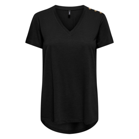 T-shirt noir uni avec une coupe droite et des...