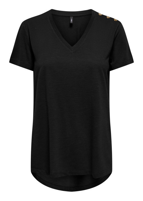 T-shirt noir uni avec une coupe droite et des...