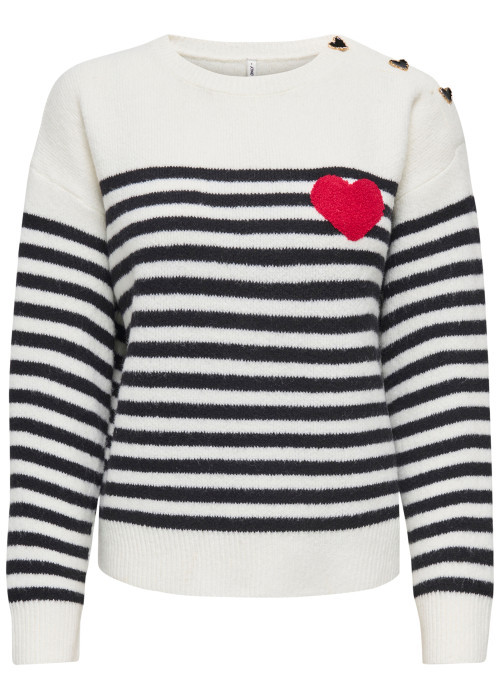 Pull blanc à rayures avec une coupe droite et...