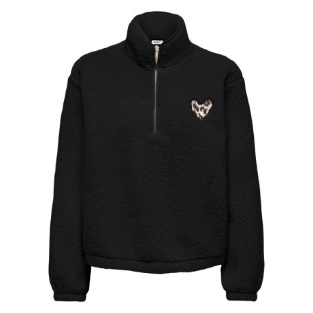 Sweat noir uni avec une coupe droite et un col...