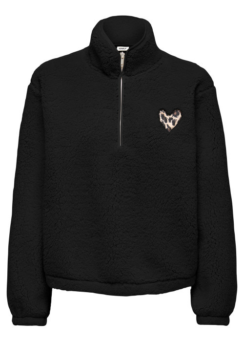 Sweat noir uni avec une coupe droite et un col camionneur