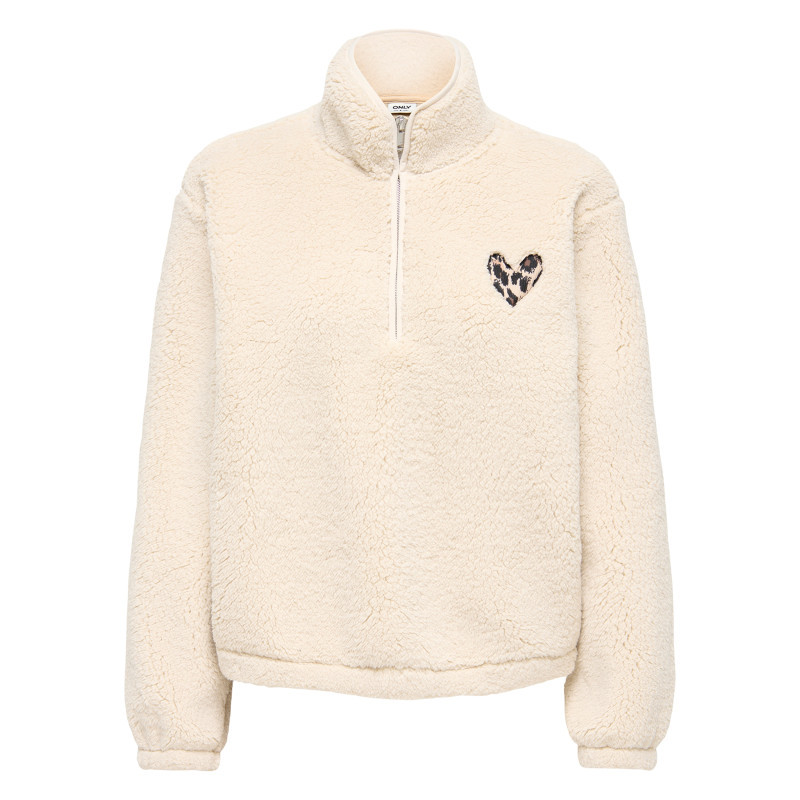 Only - Sweat écru Uni Avec Une Coupe Droite Et Un Col Camionneur - Beige Only - Sweat écru Uni Avec Une Coupe Droite Et Un Col Camionneur - Beige