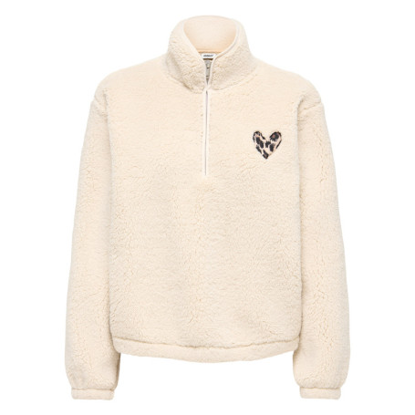 Sweat écru uni avec une coupe droite et un col...