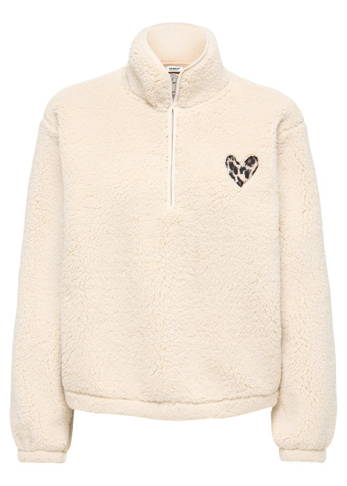 Sweat écru uni avec une coupe droite et un col...