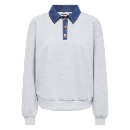 Sweat gris clair uni avec une coupe droite et...