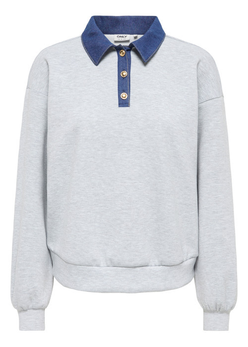 Sweat gris clair uni avec une coupe droite et...