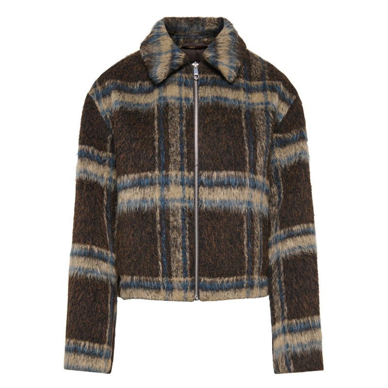 Only - Veste Marron à Carreaux Avec Une Coupe Droite Et Des Manches Longues - Marron