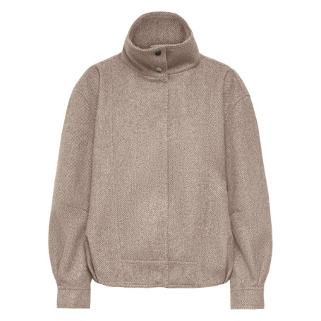 Veste beige unie avec une coupe droite et des...