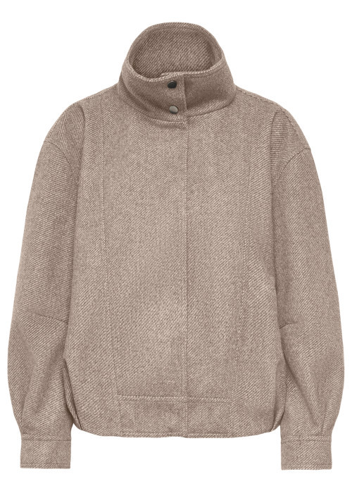 Veste beige unie avec une coupe droite et des manches longues